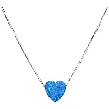 EVOLUTION GROUP Stříbrný náhrdelník se syntetickým opálem modré srdce 12048.3 (Ag, 925/1000, 1,0 g) (8590962120523)