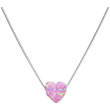 EVOLUTION GROUP Stříbrný náhrdelník se syntetickým opálem růžové srdce 12048.3 (Ag, 925/1000, 1,0 g (8590962120530)