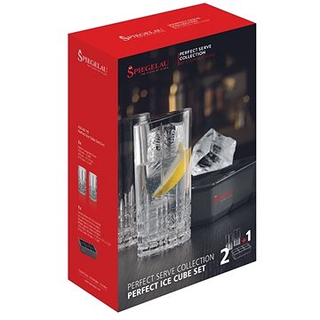 SPIEGELAU Sklenice Longdrink 2 ks 350 ml, forma na led Ice Cube PERFECT SERVE