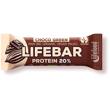 Lifefood Lifebar Protein RAW BIO 47 g, čokoláda se spirulinou (8594071484583)
