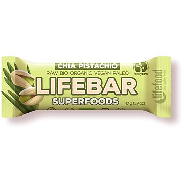 Lifefood Lifebar Superfoods RAW BIO 47 g, chia a pistácie (8594071484613)