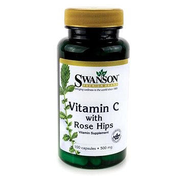 Swanson Vitamin C + Extrakt z Šípků, 500 mg, 100 kapslí (87614011011)