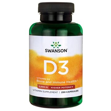 Swanson Vitamin D3, 2000 IU, Vyšší účinnost, 250 kapslí (87614112107)