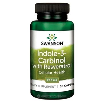 Swanson Indole-3-Carbinol with Resveratrol, 200 mg, 60 kapslí (87614023151)