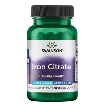 Swanson Iron Citrate (železo), 25 mg, 60 rostlinných kapslí (87614113777)