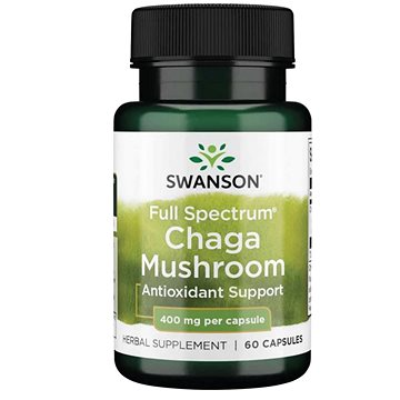 Swanson Chaga Mushroom (medicinální houba Chaga), 400 mg, 60 kapslí (87614113852)