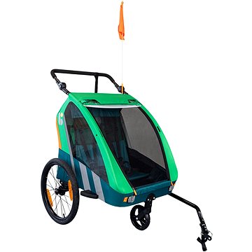 Trailblazer dětský kombinovaný vozík za kolo + kočárek pro 2 děti - zelený (05-CSK80-ZE)