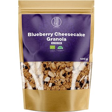 BrainMax Pure Blueberry Cheesecake Granola, Borůvky a Bílá čokoláda, BIO, 400 g (38019)