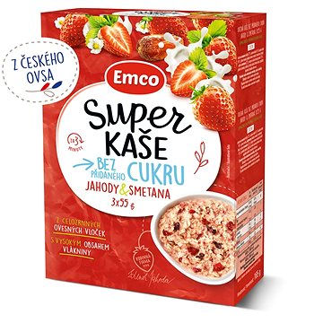 Emco Super kaše jahody a smetana 3x55g (8595229923534)