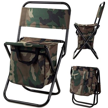 Verk 01661 Kempingová skládací židle s brašnou 2v1 maskáč (35519)