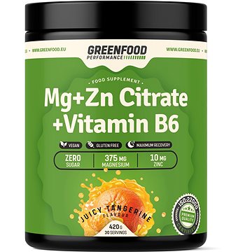 GreenFood Nutrition Performance MG+Zn Citrate + Vitamin B6 Juicy tangerine 420g (8594193926305)