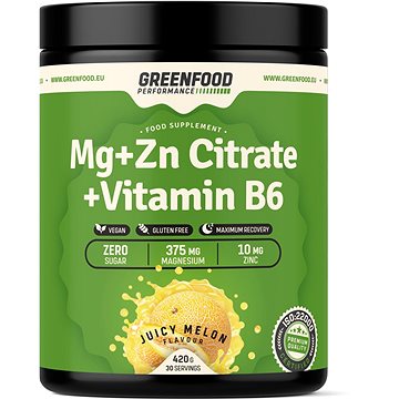 GreenFood Nutrition Performance MG+Zn Citrate + Vitamin B6 Juicy melon 420g (8594193926312)