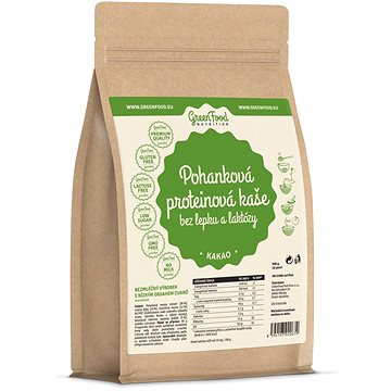 GreenFood Nutrition Pohanková proteinová kaše bez lepku a laktózy kakaová 500g (8594193920679)
