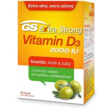GS Extra Strong Vitamin D3 2000 IU cps. 90 2022 ČR/SK (8595693300473)