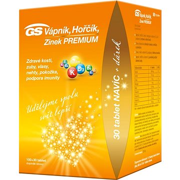 GS Vápník, Hořčík, Zinek PREMIUM, 100+30 tablet (4633146)