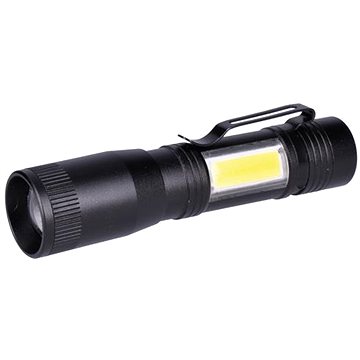 Solight LED kovová svítlna 3W + COB, 150 + 60lm, AA, černá (8592718024314)