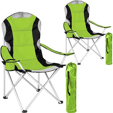 2 Kempingové židle polstrované zelené (401298)