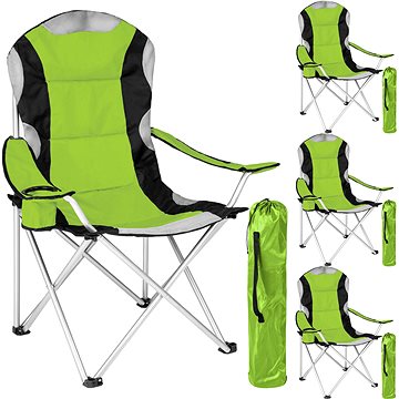 4 Kempingové židle polstrované zelené (401299)
