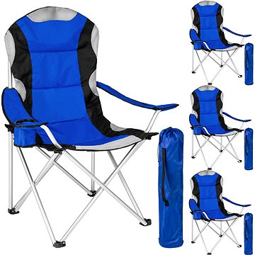 4 Kempingové židle polstrované modré (401301)