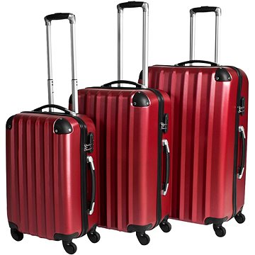 Sada 3 pevných cestovních kufrů červená (400718)