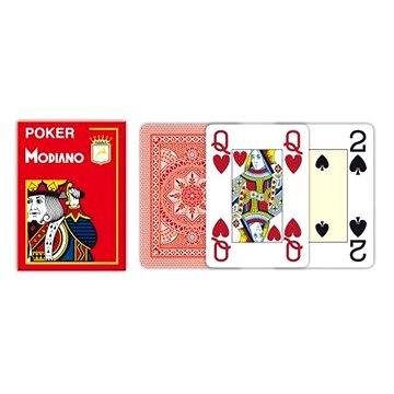 Modiano Texas Poker Size - 4 Jumbo Index - Profi plastové karty - červená