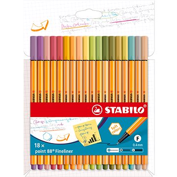 STABILO point 88, nové barvy, pouzdro 18 barev (4006381579575)