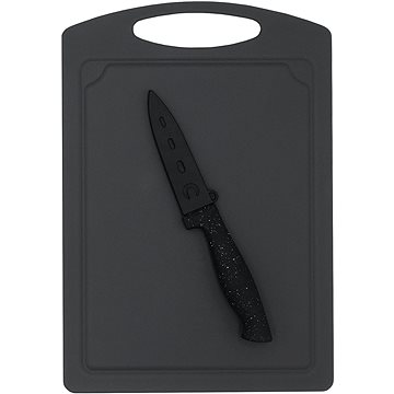 STEUBER Krájecí deska 29 x 20 cm s nožem na loupání, černá (4016002068555)