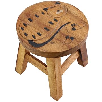 Dřevěná dětská stolička - KOČKA S MYŠÍ (757132884519)