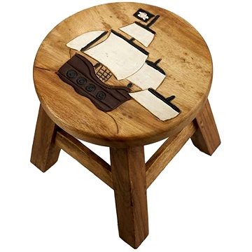 Dřevěná dětská stolička - PLACHETNICE PIRÁTSKÁ VLAJKA (757132884793)