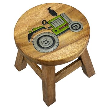 Dřevěná dětská stolička - TRAKTOR ZELENÝ (757132884908)