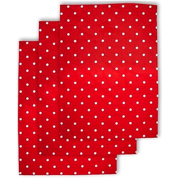 Home Elements Sada 3 utěrek 50 × 70 cm, Červená s bílými puntíky R (8595556485613)