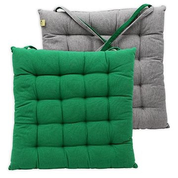 Home Elements Podsedák z recyklované bavlny, 40 × 40 cm, zelená a béžová (8595556471517)