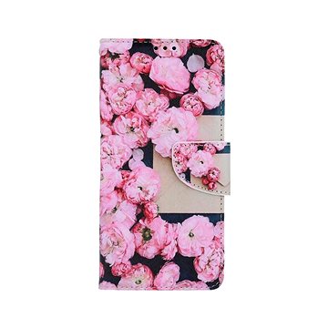 TopQ Pouzdro Samsung A12 knížkové Růžové květy 60123 (Sun-60123)