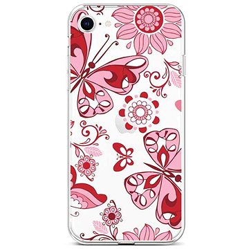 TopQ Kryt iPhone SE 2022 silikon Pink Butterfly 74007 (Sun-74007)