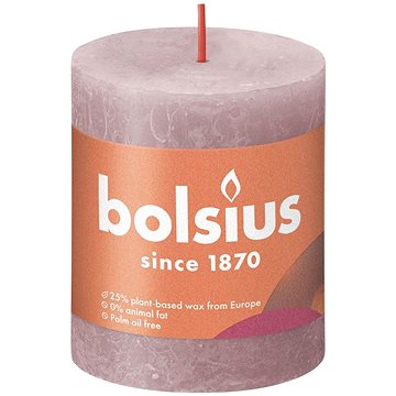 BOLSIUS rustikální svíčka púdrově růžová 80 × 68 mm (8717847148919)