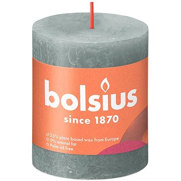 BOLSIUS rustikální svíčka eukalyptově zelená 80 × 68 mm (8717847148933)
