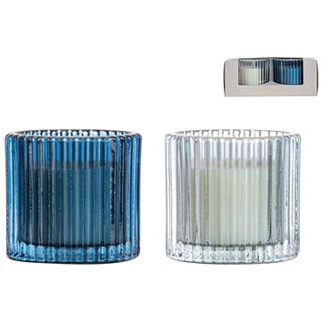 GUSTA Set 2 kusů svíček ve skle průměr 7 cm modrá (4248770KX)