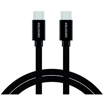 Swissten textilní datový kabel USB-C/USB-C 2m černý (71528201)