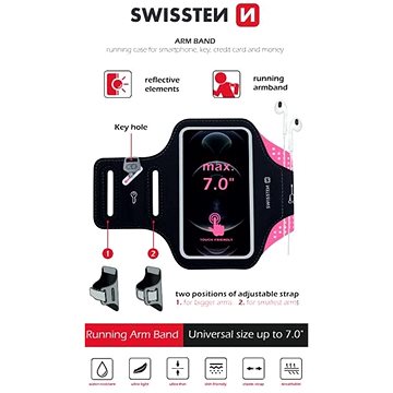 Swissten Armband Case vel. 7.0" růžové (32903700)