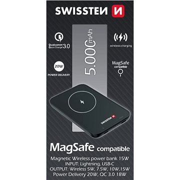 Swissten Power Bank for iPhone 12 (MagSafe compatible) 5000 mAh (22013970)