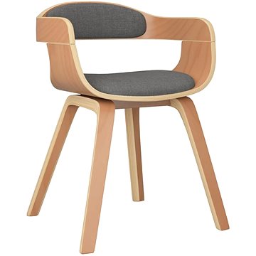 Jídelní židle světle šedá ohýbané dřevo a textil, 3092375 (3092375)