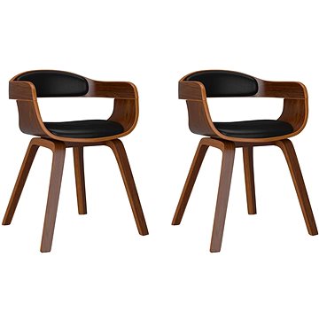 Jídelní židle 2 ks černé ohýbané dřevo a umělá kůže, 3092377 (3092377)