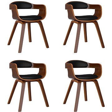 Jídelní židle 4 ks černé ohýbané dřevo a umělá kůže, 3092383 (3092383)