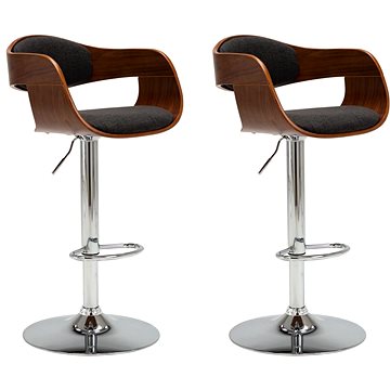 Barové židle 2 ks šedé ohýbané dřevo a textil, 3052713 (3052713)