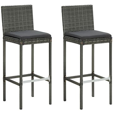 Zahradní barové stoličky s poduškami 2 ks šedé polyratan, 313436 (313436)