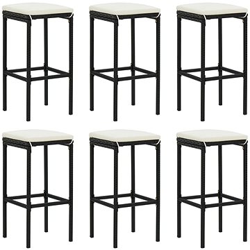 Barové stoličky s poduškami 3 ks černé polyratan, 313449 (313449)