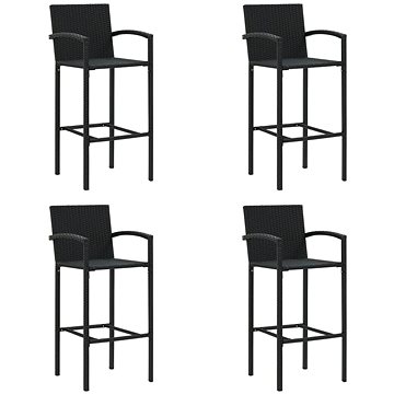 Barové stoličky 4 ks černé polyratan, 313455 (313455)