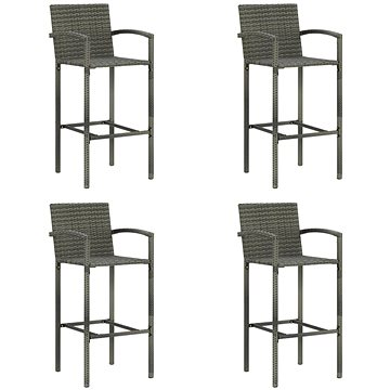 Barové stoličky 4 ks šedé polyratan, 313456 (313456)