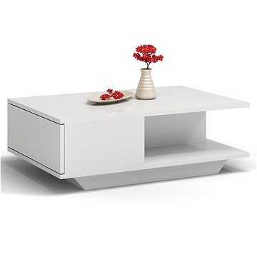 Artenat Konferenční stolek Denver, 90 cm, bílá lesk (TE0231)