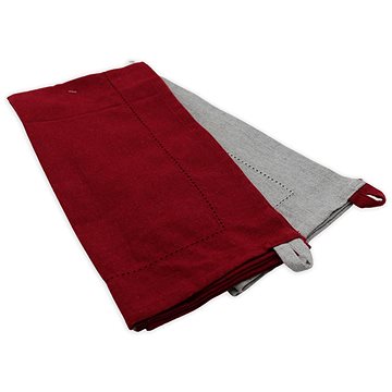 Home Elements Utěrka z recyklované bavlny, 2 ks, 50×70 cm, červená + béžová (8595556471296)